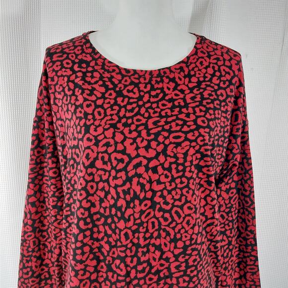 CHICO'S! ZENERGY BLACK AND RED LEOPARD, ANIMAL PRINT LONG SLEEVE TOP! SZ XL - Picture 3 of 8
